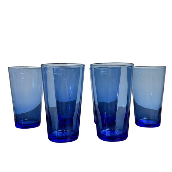 Vintage Libbey Cobalt Blue Drinking Glassware Tumbler Set - Picture 1 of 5